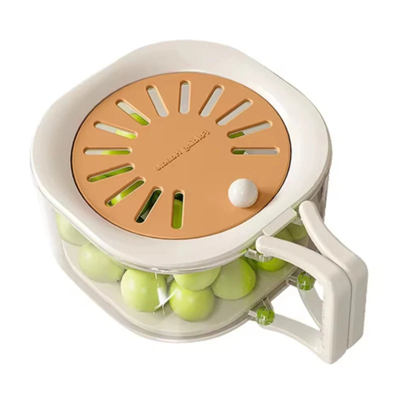 Cesta Escurridora de Frutas y Verduras Plegable 2 en 1 con Tapa Antipolvo