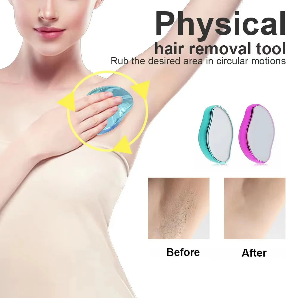 Depilador de Cristal Físico Reutilizable — Herramienta Suave para Eliminar Vello Corporal