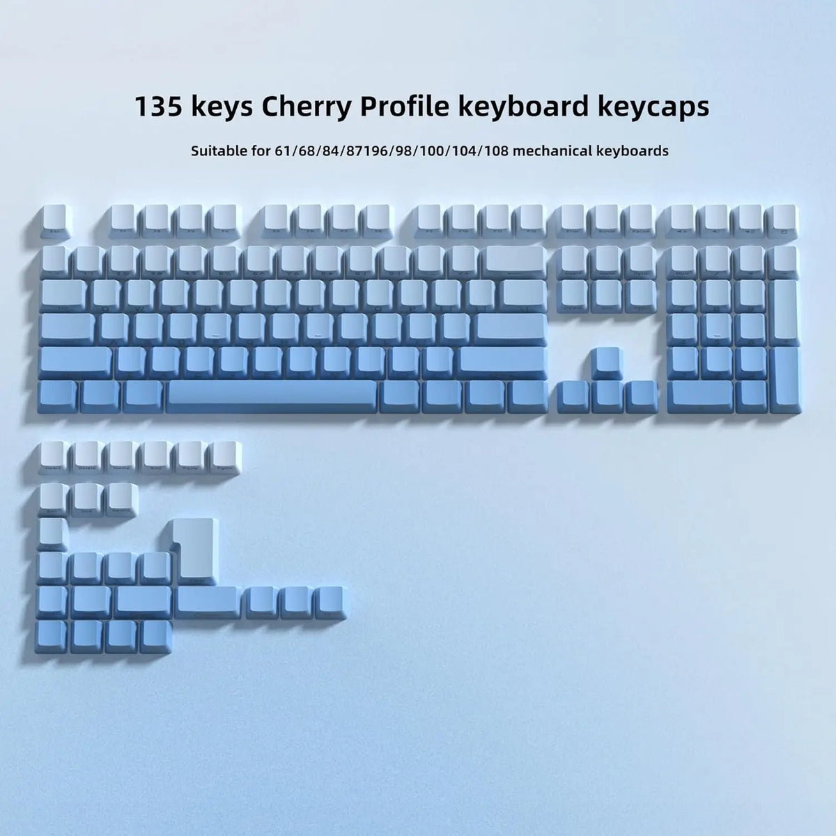 Teclas Mecánicas Retroiluminadas PBT 136 Teclas — Perfil OEM para Switches MX