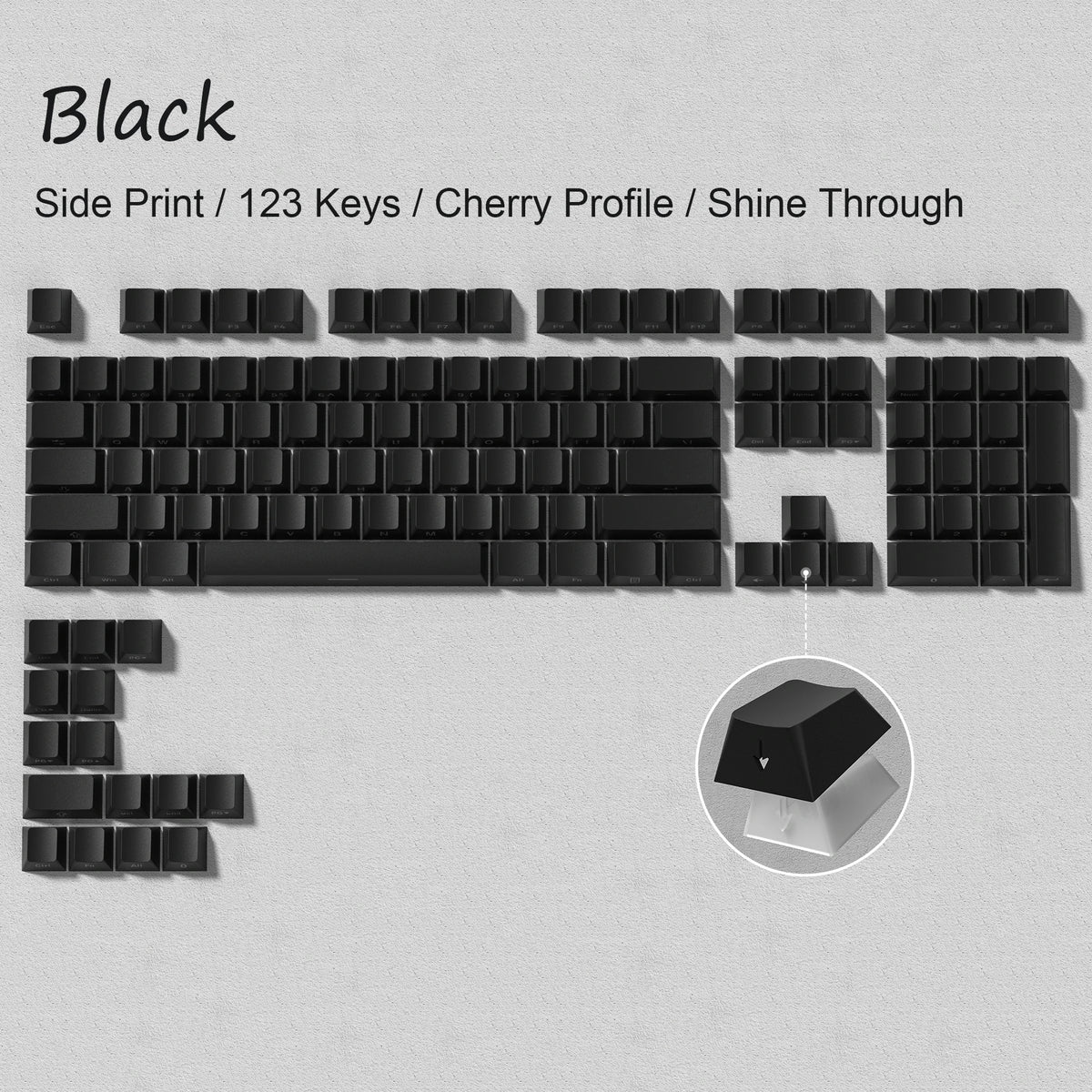 Teclas Mecánicas Retroiluminadas PBT 136 Teclas — Perfil OEM para Switches MX