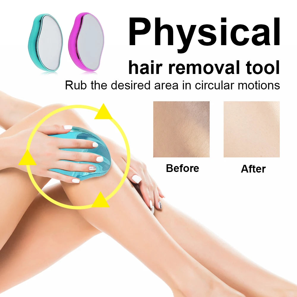 Depilador de Cristal Físico Reutilizable — Herramienta Suave para Eliminar Vello Corporal